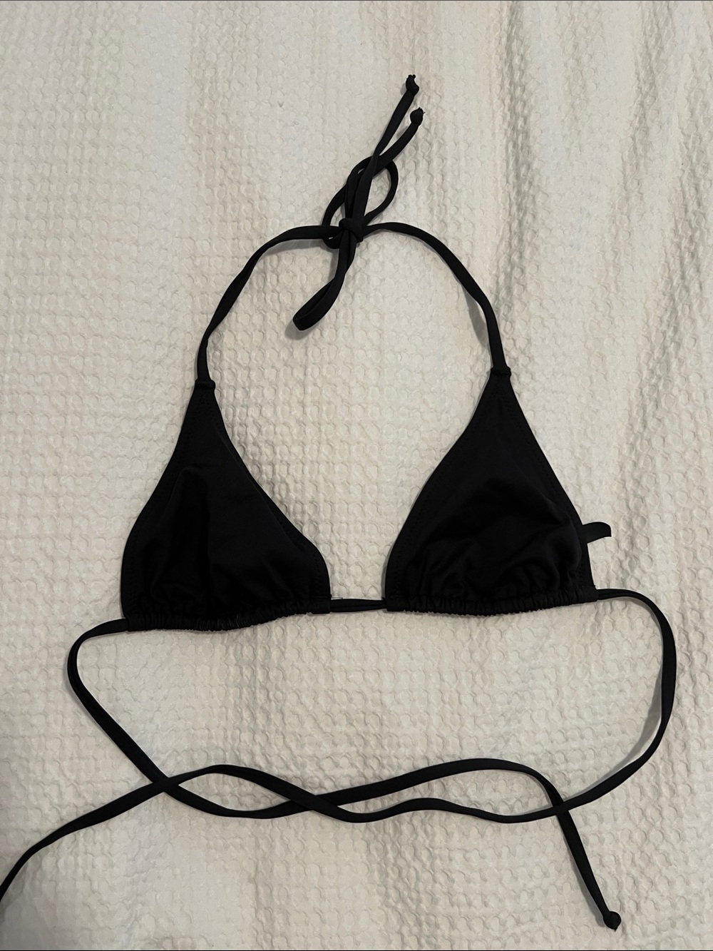 SKIMS Black Triangle Bikini Top with Classic Tie